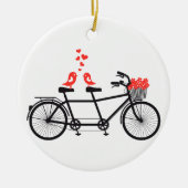 tandem fiets met schattige liefdesvogels keramisch ornament (Voorkant)