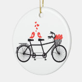 tandem fiets met schattige liefdesvogels keramisch ornament (Links)