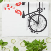 tandem fiets met schattige liefdesvogels theedoek (Gevouwen)