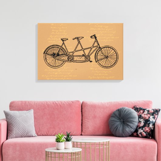 Tandem fiets met tekst naar "Daisy Bell" Canvas Afdruk (Insitu (Woonkamer))