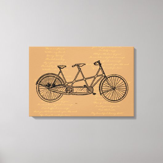 Tandem fiets met tekst naar "Daisy Bell" Canvas Afdruk (Voorkant)