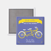 Tandem Fiets Modern Bruiloft Paarse Save the Date Magneet (Voorkant / Achterkant)