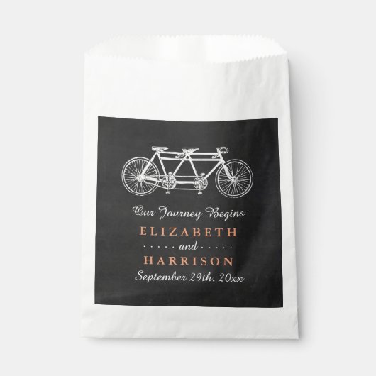 Tandem-fiets op Chalkboard Weddenschap Bedankzakje (Voorkant)