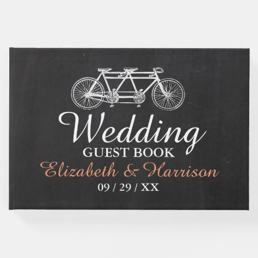 Tandem-fiets op Chalkboard Weddenschap Gastenboek (Voorkant)