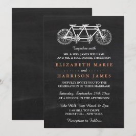 Tandem-fiets op Chalkboard Weddenschap Kaart