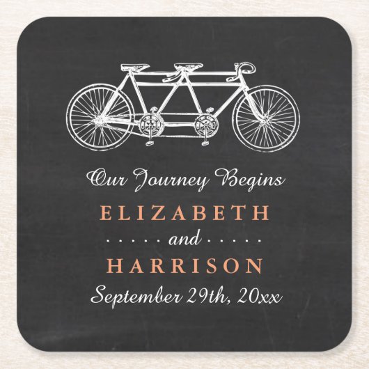 Tandem-fiets op Chalkboard Weddenschap Kartonnen Onderzetters (Voorkant)