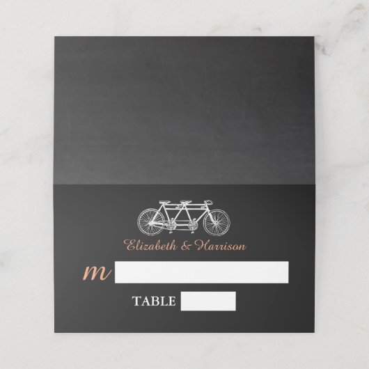 Tandem-fiets op Chalkboard Weddenschap Plaatskaartje (Buitenkant ongevouwen)