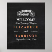 Tandem-fiets op Chalkboard Weddenschap Poster (Voorkant)