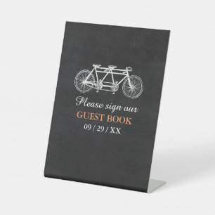 Tandem-fiets op Chalkboard Weddenschap Reclamebord Met Voetstuk
