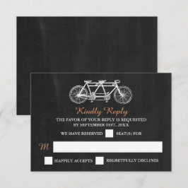 Tandem-fiets op Chalkboard Weddenschap RSVP Kaartje