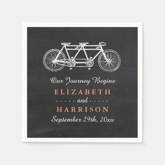 Tandem-fiets op Chalkboard Weddenschap Servet (Voorkant)