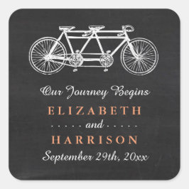 Tandem fiets op Chalkboard Weddenschap Vierkante Sticker