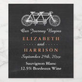 Tandem-fiets op Chalkboard Weddenschap Wijn Etiket (Enkel label)