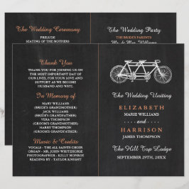 Tandem-fiets op Chalkboard Wedding Program