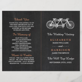 Tandem-fiets op Chalkboard Wedding Program