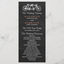 Tandem-fiets op Chalkboard Wedding Program Programmakaart