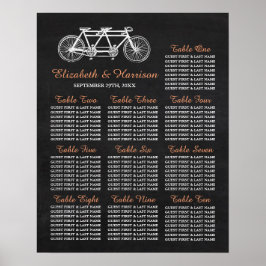 Tandem fiets op het bord van de bruiloft poster