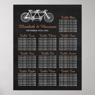 Tandem fiets op het bord van de bruiloft poster