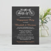 Tandem Fiets op schoolbord verlovingsfeest Kaart (Staand voorkant)