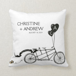 Tandem Fiets Romantisch Casual Huwelijk Custom Gif Kussen