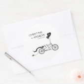 Tandem Fiets Romantisch Casual Huwelijk Custom Ronde Sticker (Envelop)