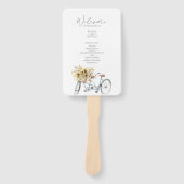 Tandem Fiets Rustieke Zonnebloem Waterverf Bruilof Handwaaier (Voorkant)