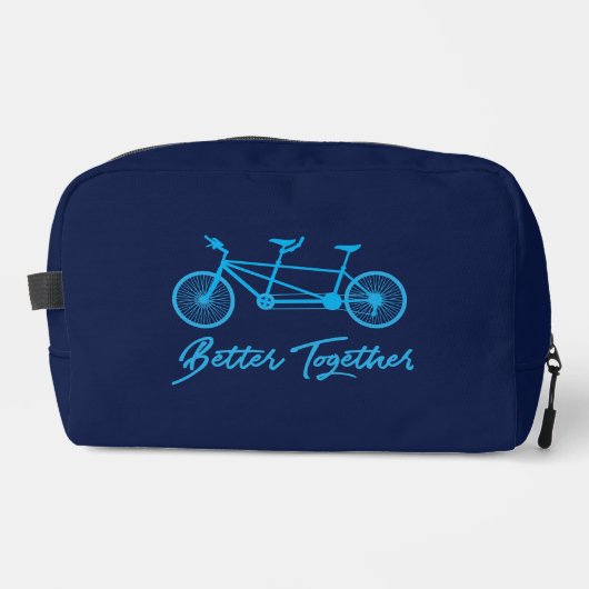 Tandem fiets Samen is beter Blauw Toilettasje (Voorkant)