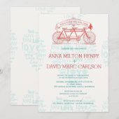 Tandem Fiets / Samen zijn we ÉÉN bruiloft Kaart (Voorkant / Achterkant)