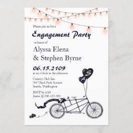 Tandem Fiets String Lights Verlovingsfeest Kaart