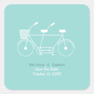 Tandem Fiets Trouwgunst Vierkante Sticker
