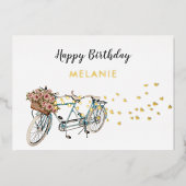 tandem fiets verjaardagskaart folie uitnodiging (Voorkant)