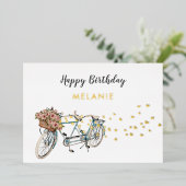 tandem fiets verjaardagskaart folie uitnodiging (Staand Voorkant)