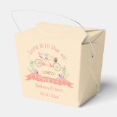 Tandem fiets, vogels en banner bruiloft dank u bedankdoosjes (Achterkant)