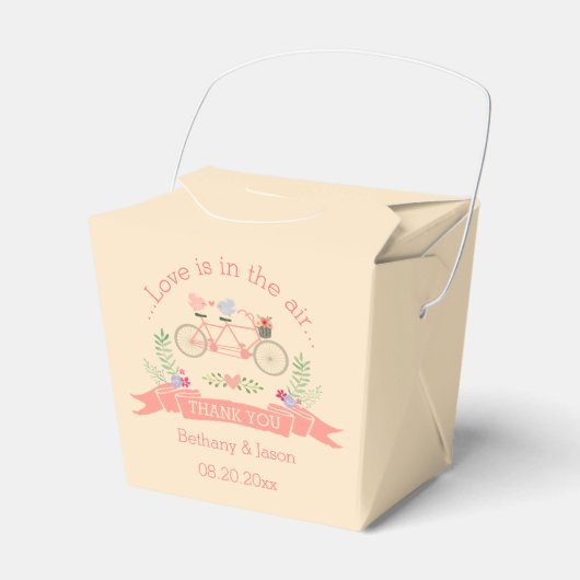 Tandem fiets, vogels en banner bruiloft dank u bedankdoosjes (Voorkant Zijde)