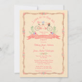 Tandem Fiets, Vogels en Banner Verlovingsfeest Kaart (Voorkant)