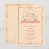 Tandem Fiets, Vogels en Banner Vrijgezellenfeest Kaart (Voorkant / Achterkant)