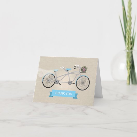 Tandem Fietsbruiloft Dank u Bedankkaart (Voorkant)