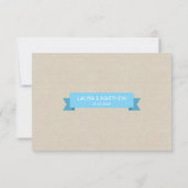 Tandem Fietsbruiloft Faux Linnen RSVP (Achterkant)