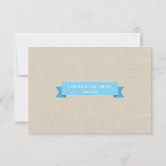 Tandem Fietsbruiloft Faux Linnen RSVP (Achterkant)