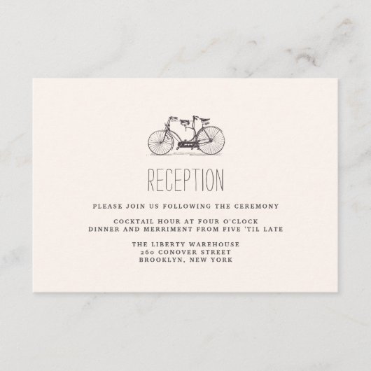  Tandem Fietsbruiloft Receptie Kaart (Voorkant)