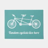 Tandem fietsers wonen hier Blauwgroen blauw en wit Deurmat (Voorkant)