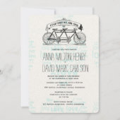 tandem fietsharten typografie bruiloft kaart (Voorkant)