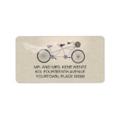 Tandem Fietspruim Bruiloft Retouradres Etiket (Voorkant)