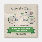 Tandem Green Bicycle Sla de datum op Magneet (Voorkant)