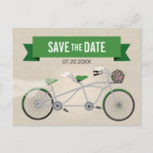 Tandem Green Bicycle Wedding Sla de datum op Aankondigingskaart (Voorkant)
