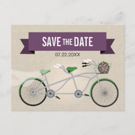 Tandem Groene Fiets Bruiloft Save the Date 2 Aankondigingskaart