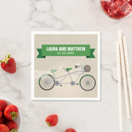 Tandem Groene Fiets Huwelijksverlovingsfeest Servet