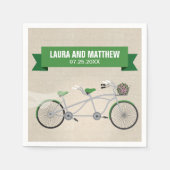 Tandem Groene Fiets Huwelijksverlovingsfeest Servet (Voorkant)