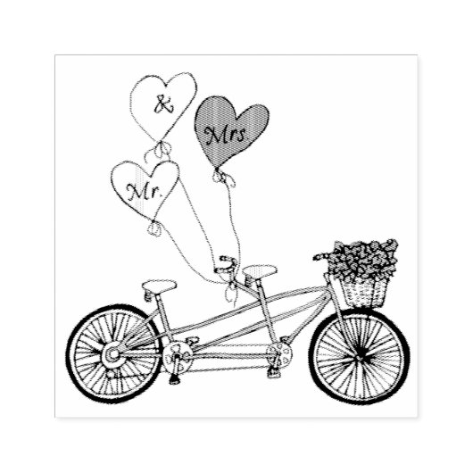 Tandem liefde fiets stempel (Afrduk)