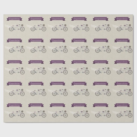 Tandem Paarse Bicycle Wedding Verloving Gift Cadeaupapier (Vlak)
